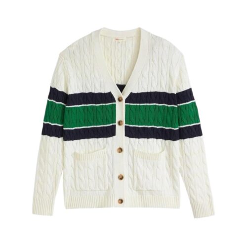 LEVI'S RED BOYFRIEND POCKET CARDI REGIMENTAL STRIP  000O0-0007