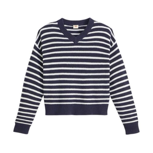 LEVI'S RED REESE VNECK SWEATER PARISIENNE STRIPE 0037O-0004