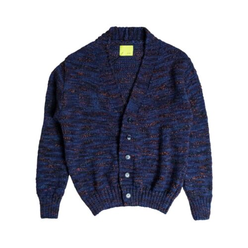 SHOE CARDIGAN SWEATER WITH BLENDED YARN KEN8001.NAVY
