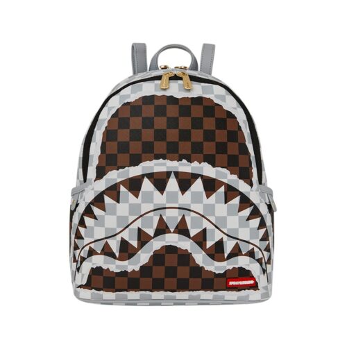 SPRAYGROUND CREAM BROWN TEAR CHECK SAVAGE BACKPACK 910B8291NSZ