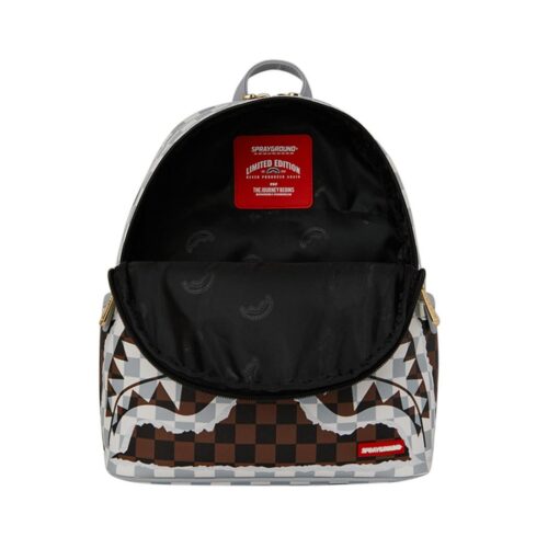 SPRAYGROUND CREAM BROWN TEAR CHECK SAVAGE BACKPACK 910B8291NSZ