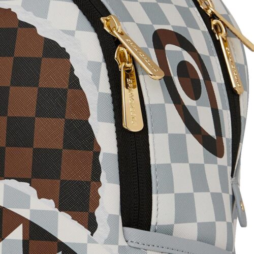 SPRAYGROUND CREAM BROWN TEAR CHECK SAVAGE BACKPACK 910B8291NSZ