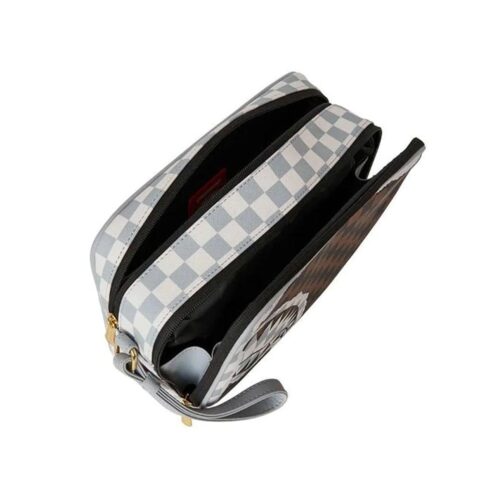 SPRAYGROUND CREAM BROWN TEAR CHECK TOILETRY BAG 910B8294NSZ