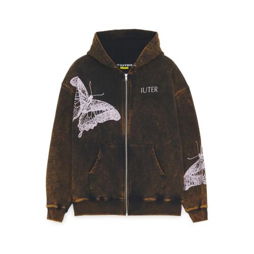 IUTER BUTTERFLY MARBLE ZIP HOODIE 26SISZ12.BLK
