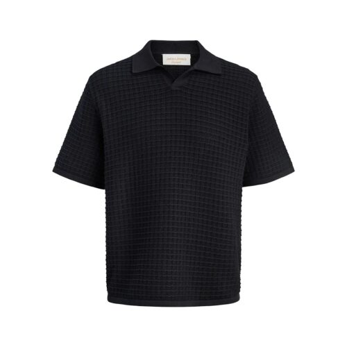 JACK&JONES JORNANTUCKET KNIT SPLIT NECK POLO SA26 12291422.BLK