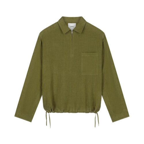 ARTE LINEN QUARTER ZIP PULLOVER 011C.GRN