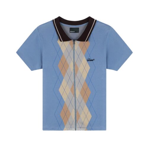 RASSVET ARGYLE ZIP POLO  T026.BL