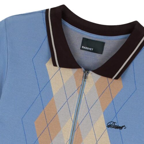 RASSVET ARGYLE ZIP POLO  T026.BL