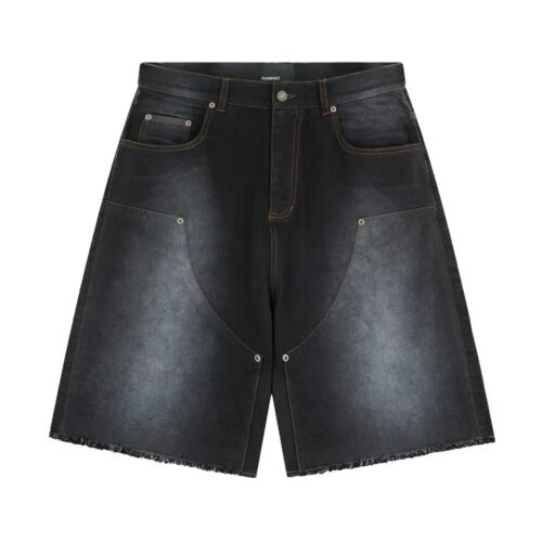 RASSVET SUN DYED BAGGY DENIM SHORTS P004.BLK