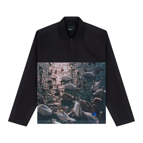 RASSVET MESH LS POLO WOVEN T016.BLK