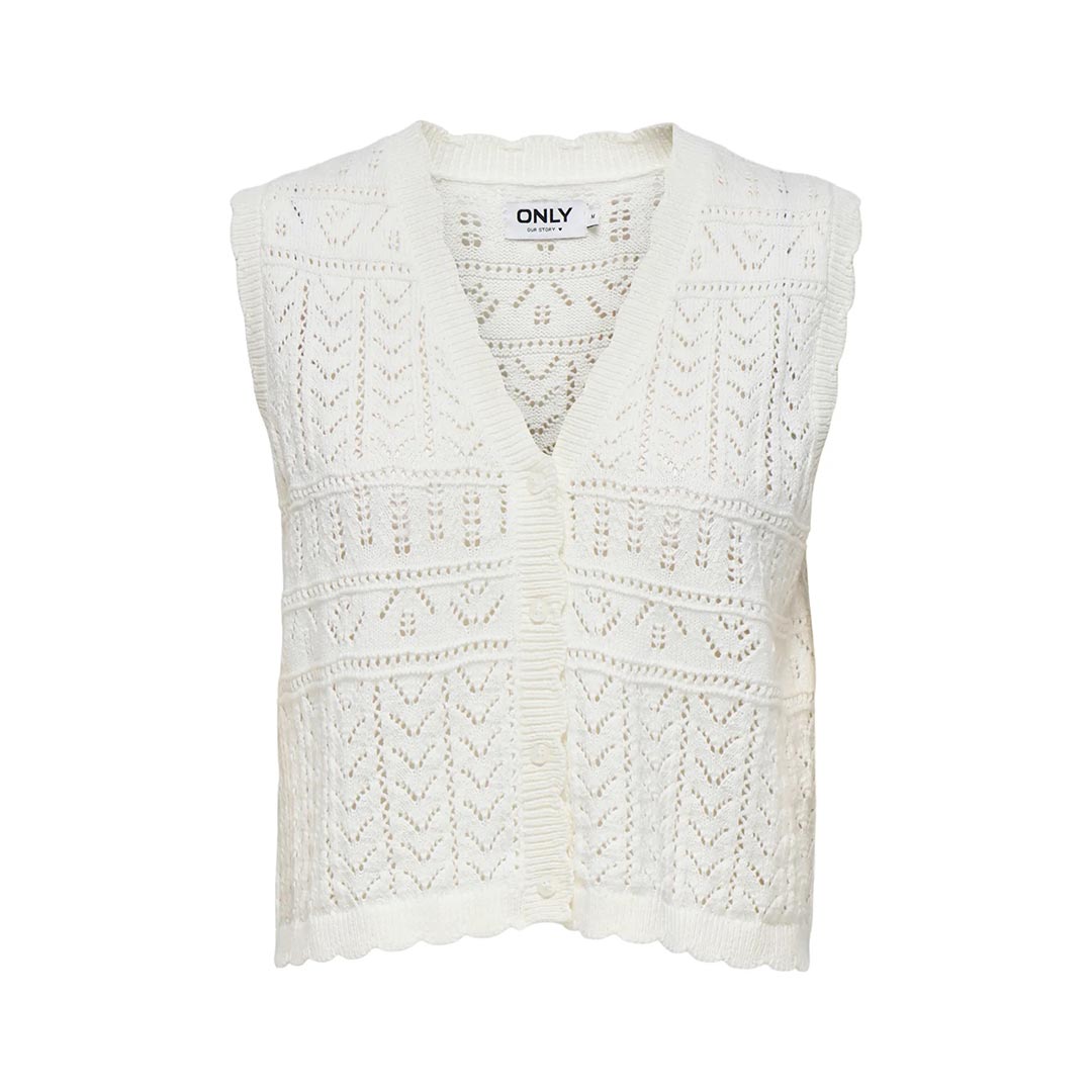 ONLY ONLIRINA V-NECK BUTTON VEST KNT 15363681.CLOUD