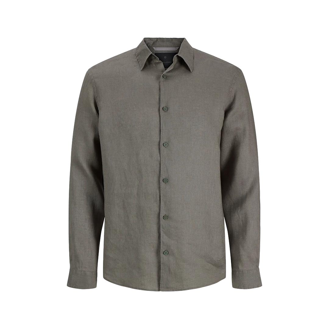 JACK&JONES JPRBLALAWRENCE LINEN LS SHIRT 12293563.SMOKEY