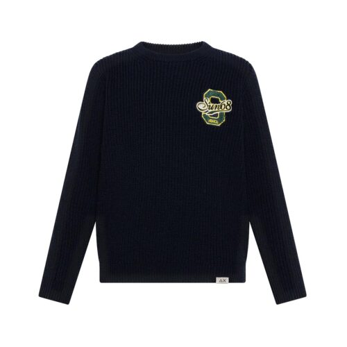 SUN68 BOY'S SWEATER WITH PATCH ENGLISH RIB WARM WOOL L/S K46342.07