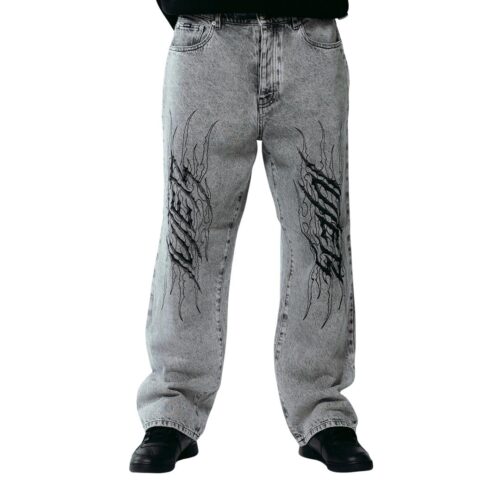IUTER TRIBAL BAGGY DENIM PANTS 26WIDP40.GRY