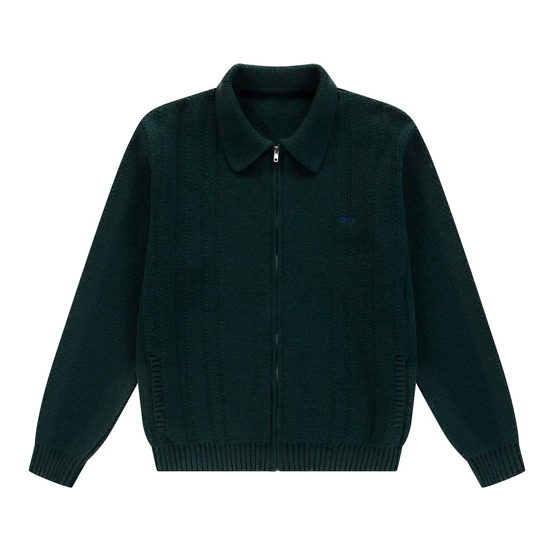 CABLE KNIT ZIP CARDIGAN
