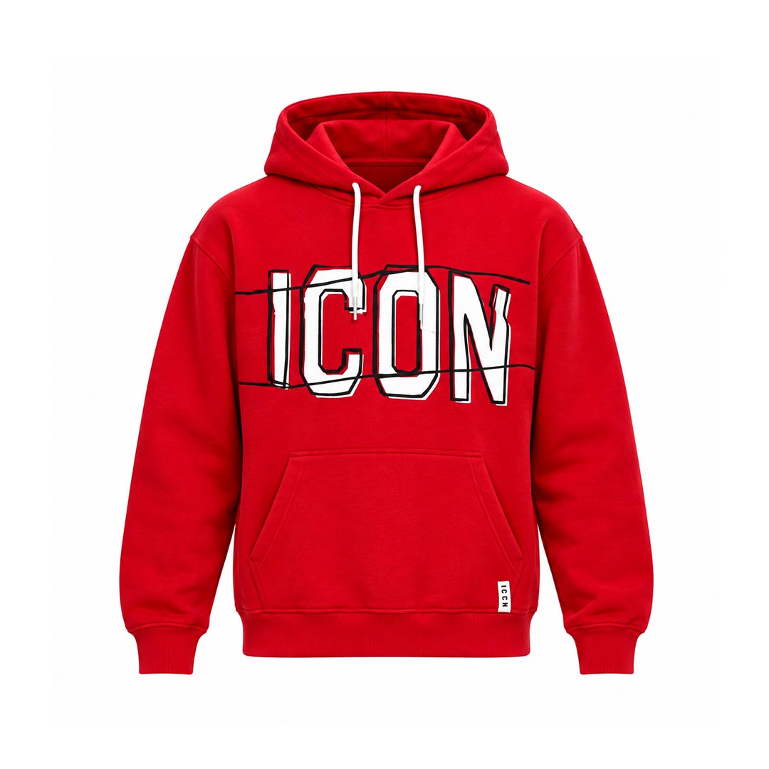 ICON FELPA CON CAPPUCCIO IBSW001444.ROSSO